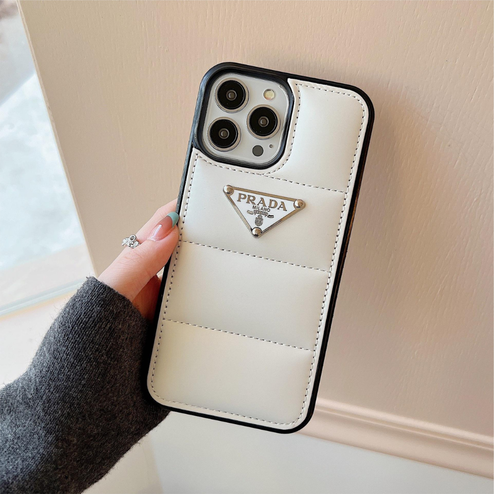 iPhone 14 Prada Puffer Case White Colour NAMO COVERS