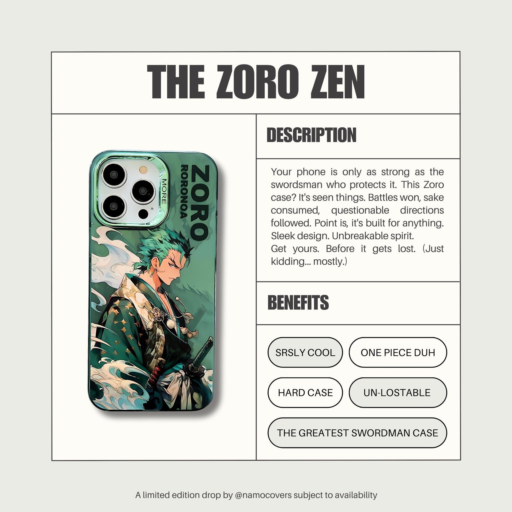 The Zoro Zen Product Ad - Best Anime iPhone Case Brand in India