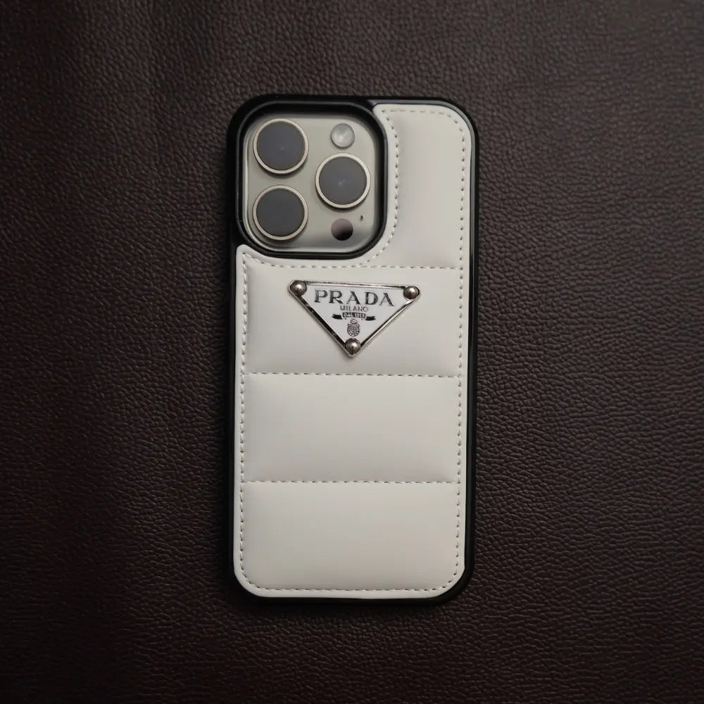 iPhone 14 Pro White Prada Puffer Case NAMO COVERS