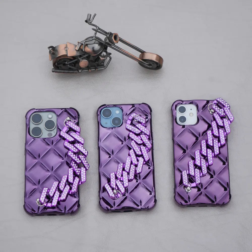 Purple Luxury Diamond Chain Strap Case for iPhone NAMO COVERS