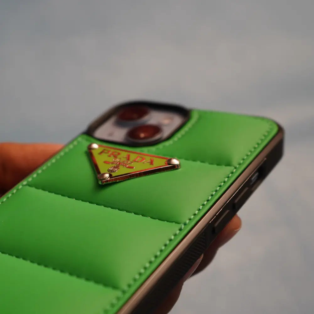 iPhone 14 Plus Green Prada Puffer Case NAMO COVERS