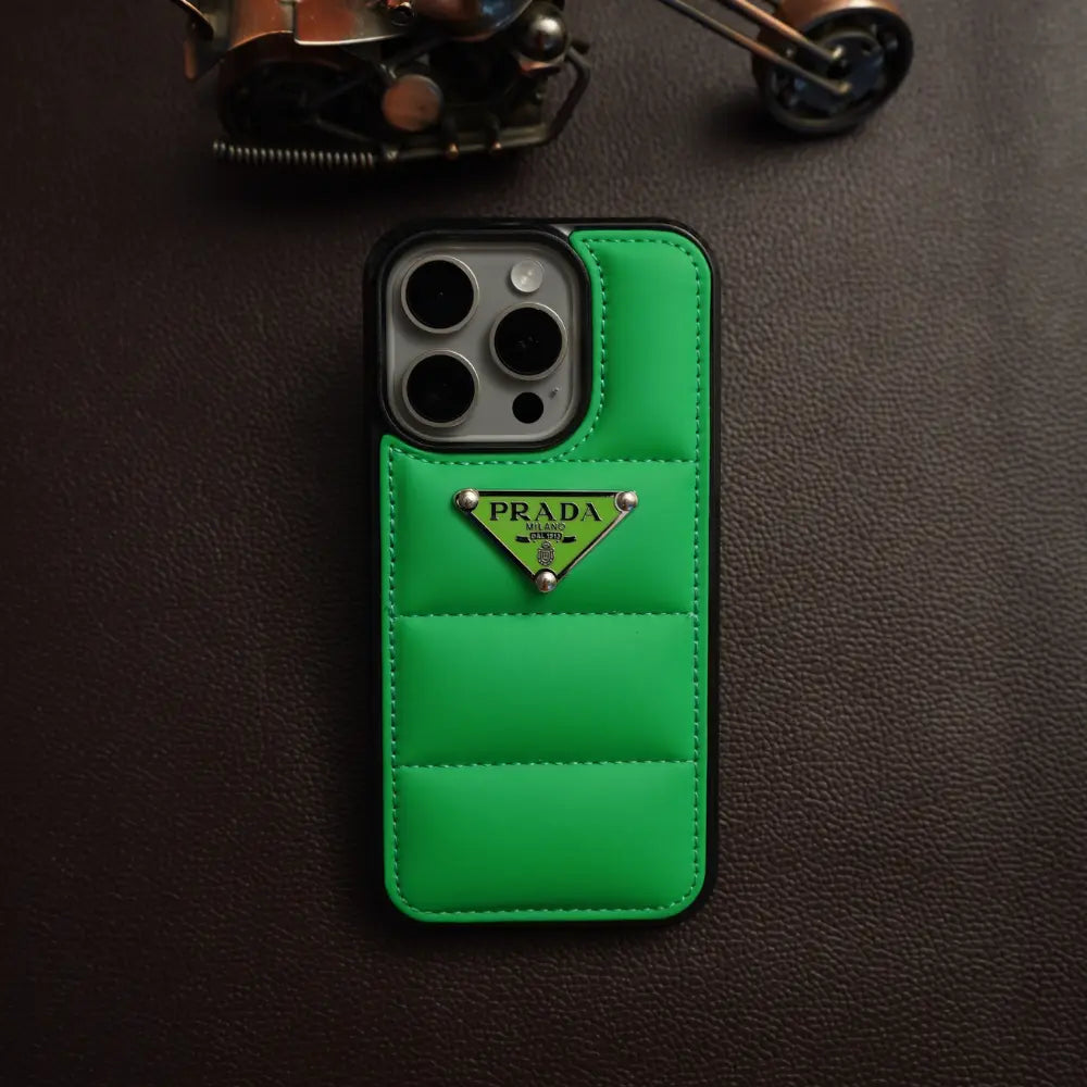 iPhone 15 Pro Green Prada Puffer Case NAMO COVERS