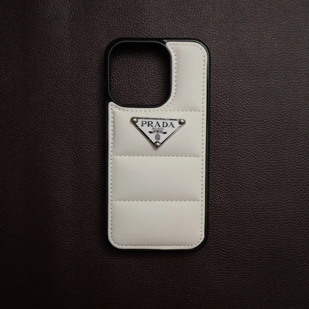 White Prada Puff Covers for iPhone NAMO COVERS