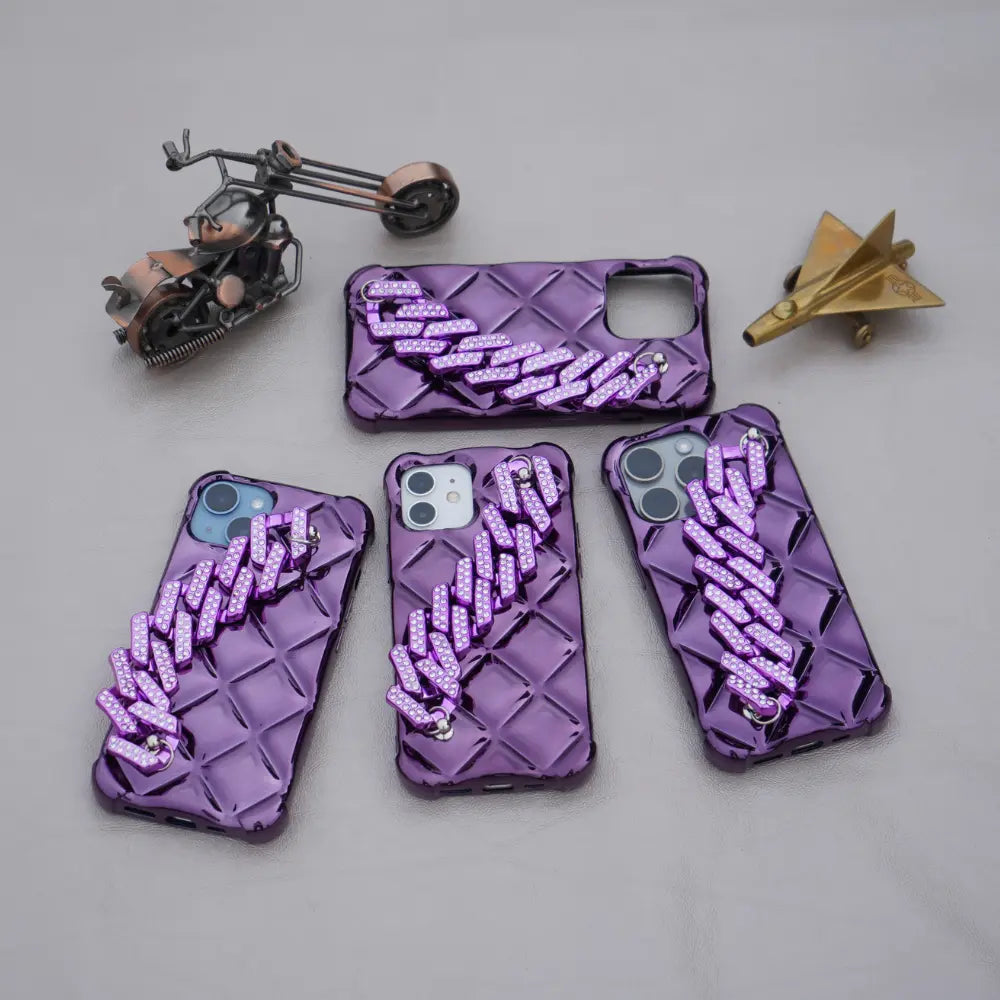 Purple Luxury Diamond Chain Strap Case for iPhone NAMO COVERS