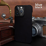 Shades of Glory Blue Black Leather Case without Magsafe (Oil Wax Leather) NAMO COVERS