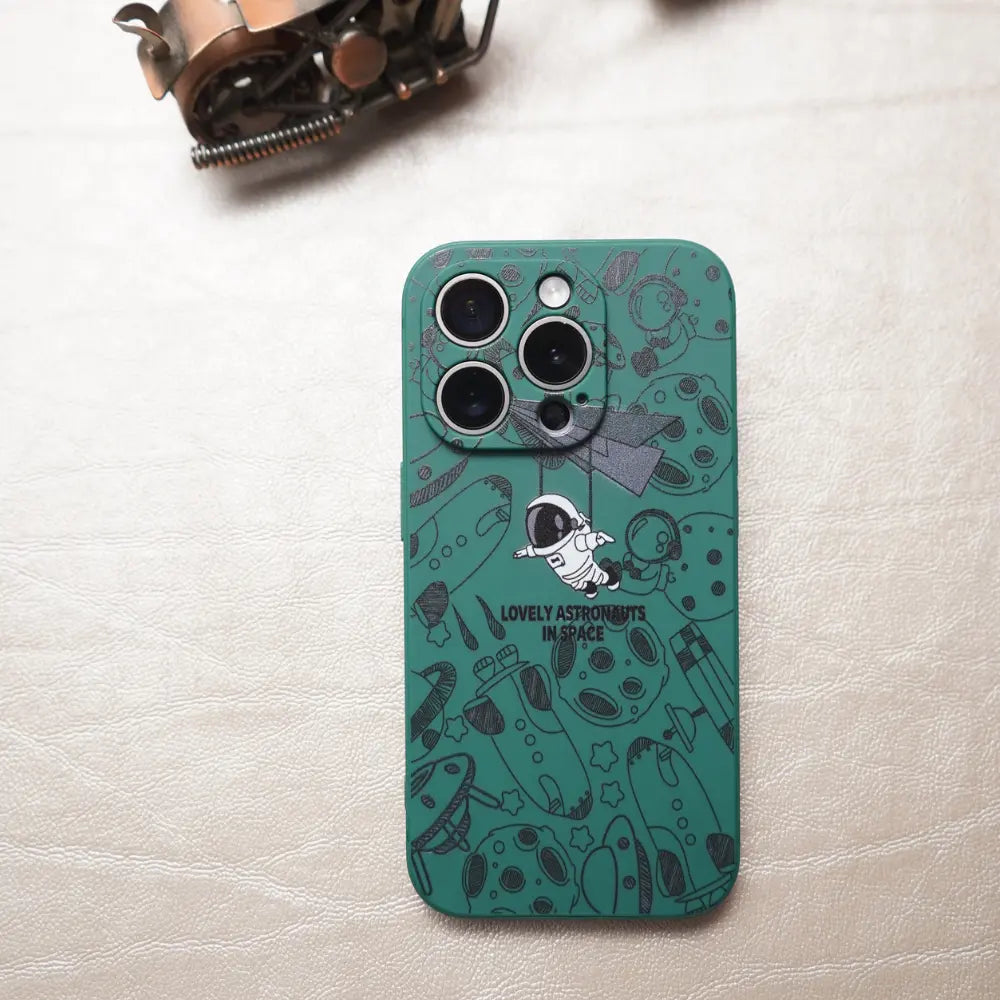 Green Lovely Astronaut Silicone Case | Namo Covers NAMO COVERS