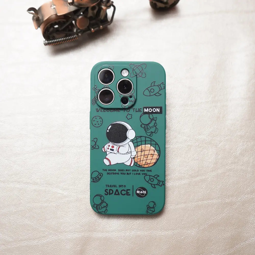 iPhone 13 Pro Green Space Astronaut Silicone Case NAMO COVERS