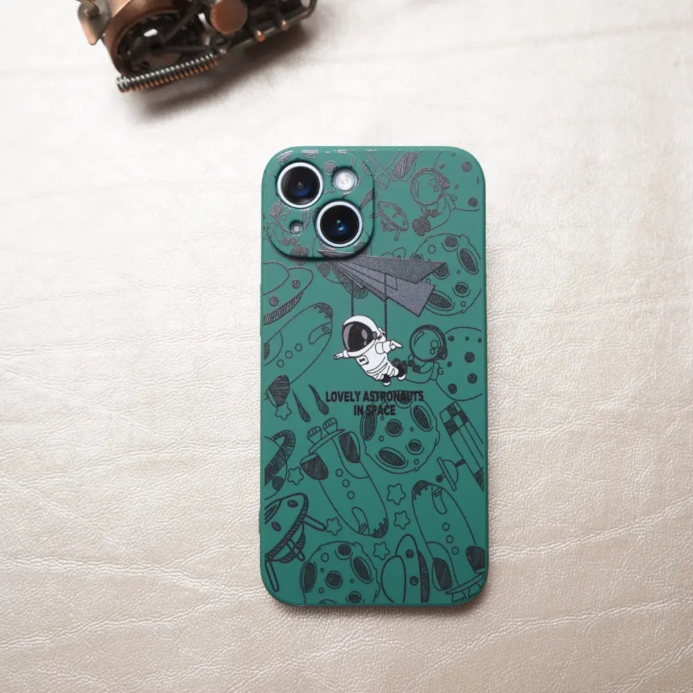 Green Lovely Astronaut Silicone Case | Namo Covers NAMO COVERS