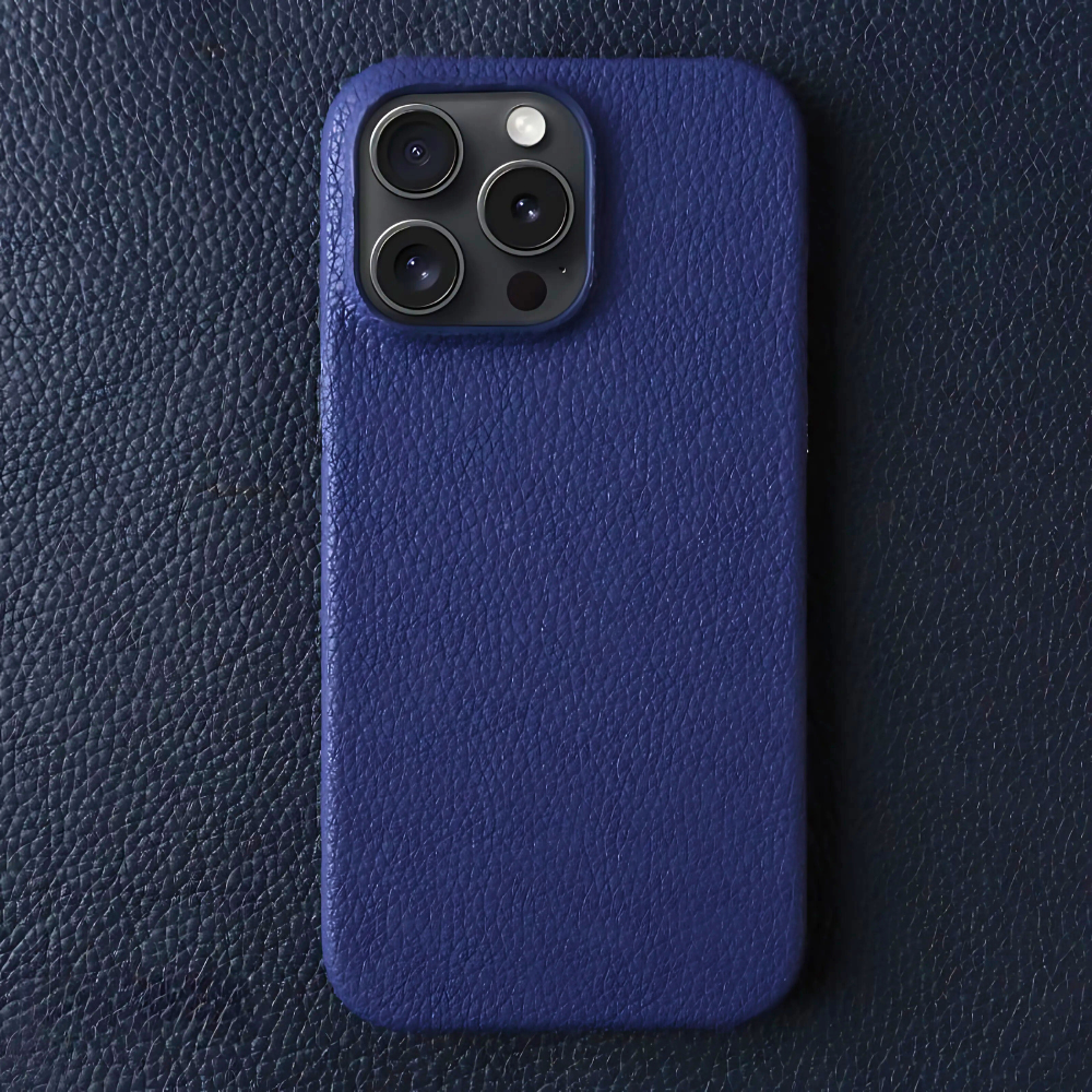 Luxury Real Light Navy Blue case without Magsafe (Top Grain Leather)