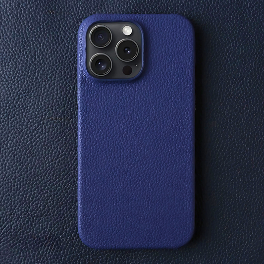 Luxury Real Light Navy Blue case without Magsafe (Top Grain Leather)