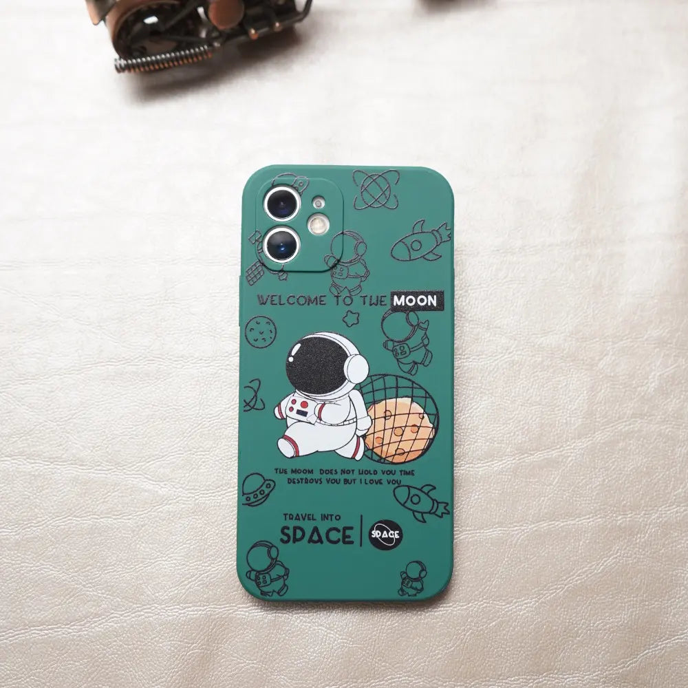 iPhone 12 Mini Green Space Astronaut Silicone Case NAMO COVERS