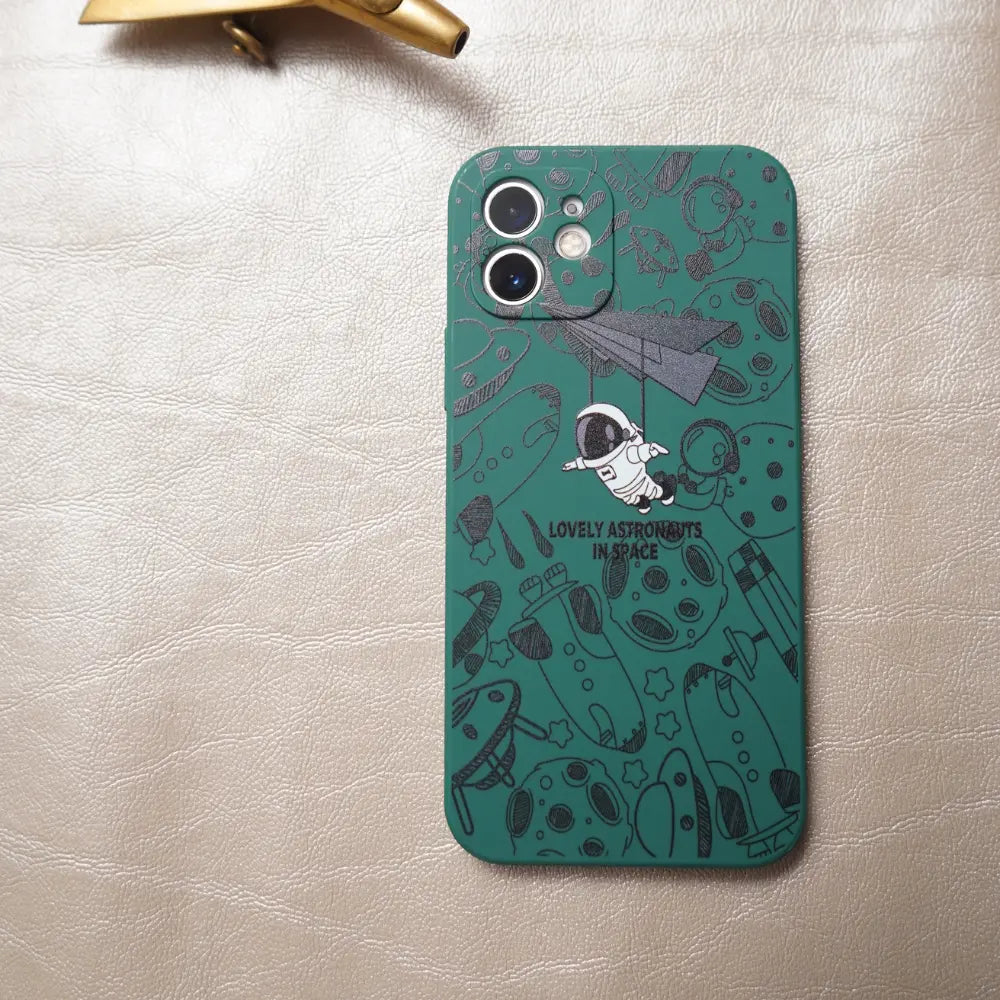 Green Lovely Astronaut Silicone Case | Namo Covers NAMO COVERS