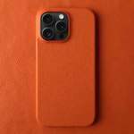 Luxury Real Orange Leather case without Magsafe (Top Grain Leather)