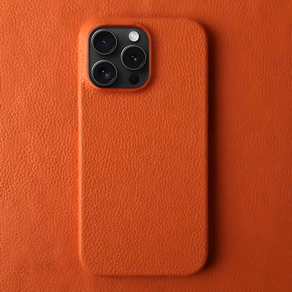 Luxury Real Orange Leather case without Magsafe (Top Grain Leather)