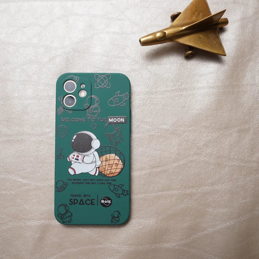 iPhone 12 Mini Green Space Astronaut Silicone Case NAMO COVERS