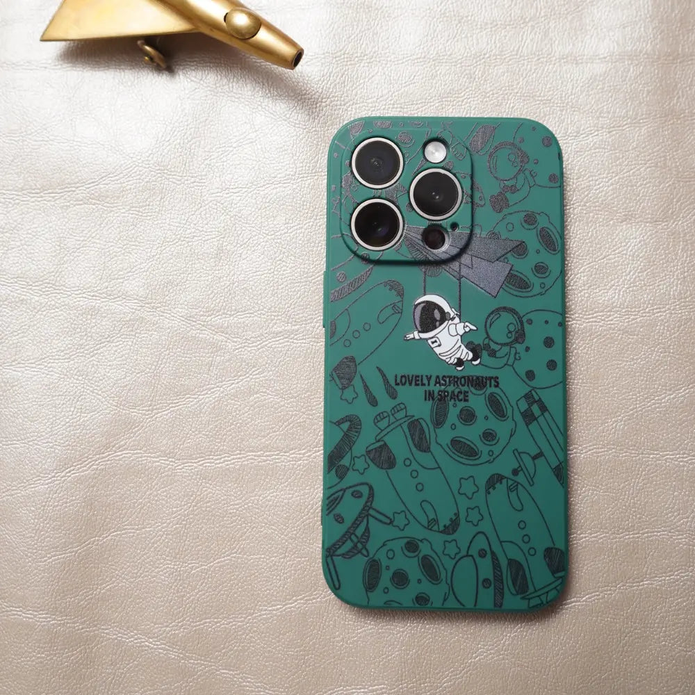 iPhone 11 Pro Green Lovely Astronaut Silicone Case NAMO COVERS