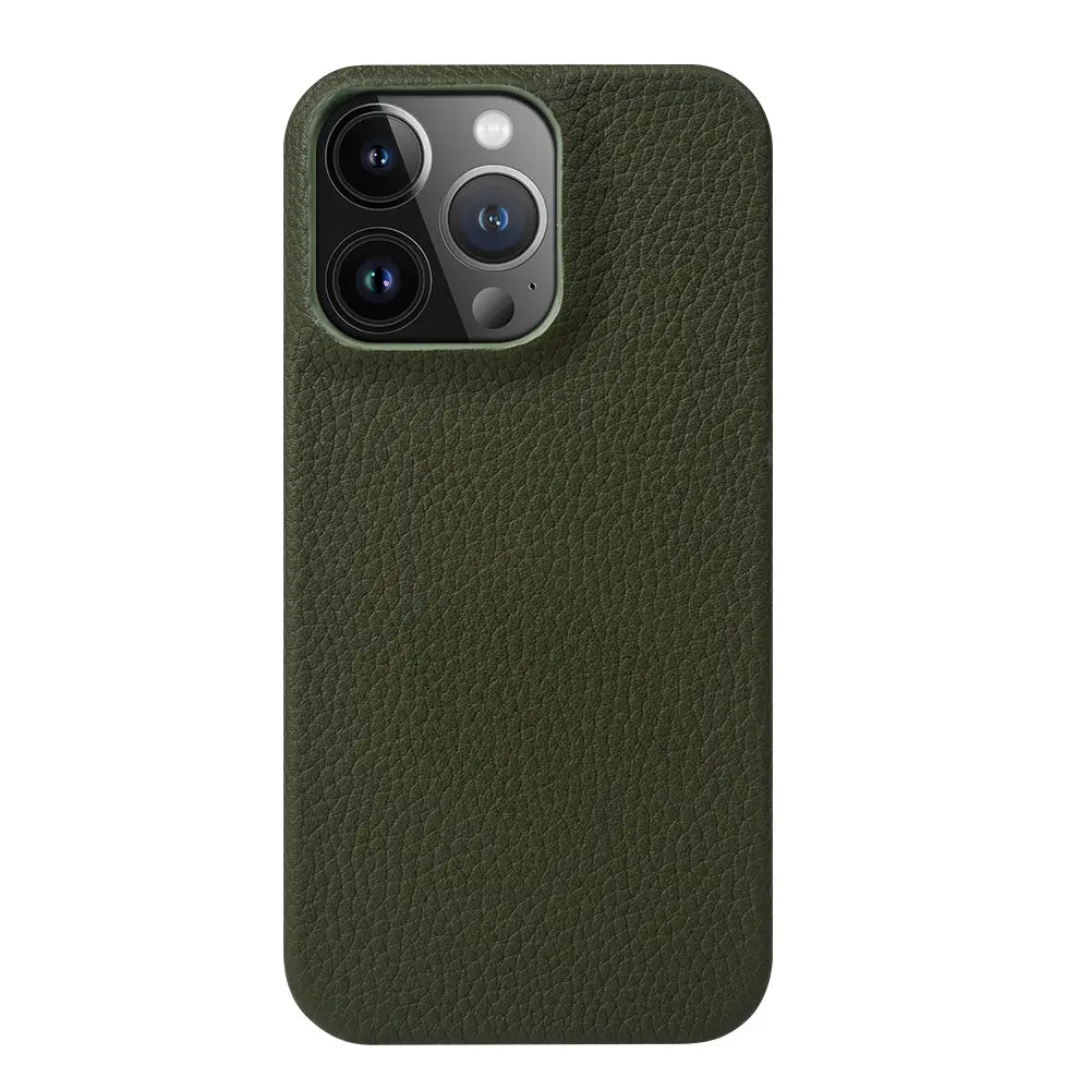 iPhone 14 Pro Max Luxury Real Dark Green Leather case without Magsafe (Top Grain Leather) NAMO COVERS