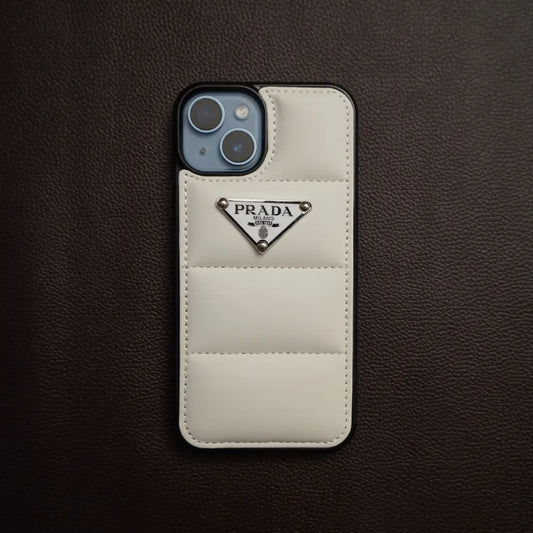 iPhone 14 White Prada Puffer Case NAMO COVERS