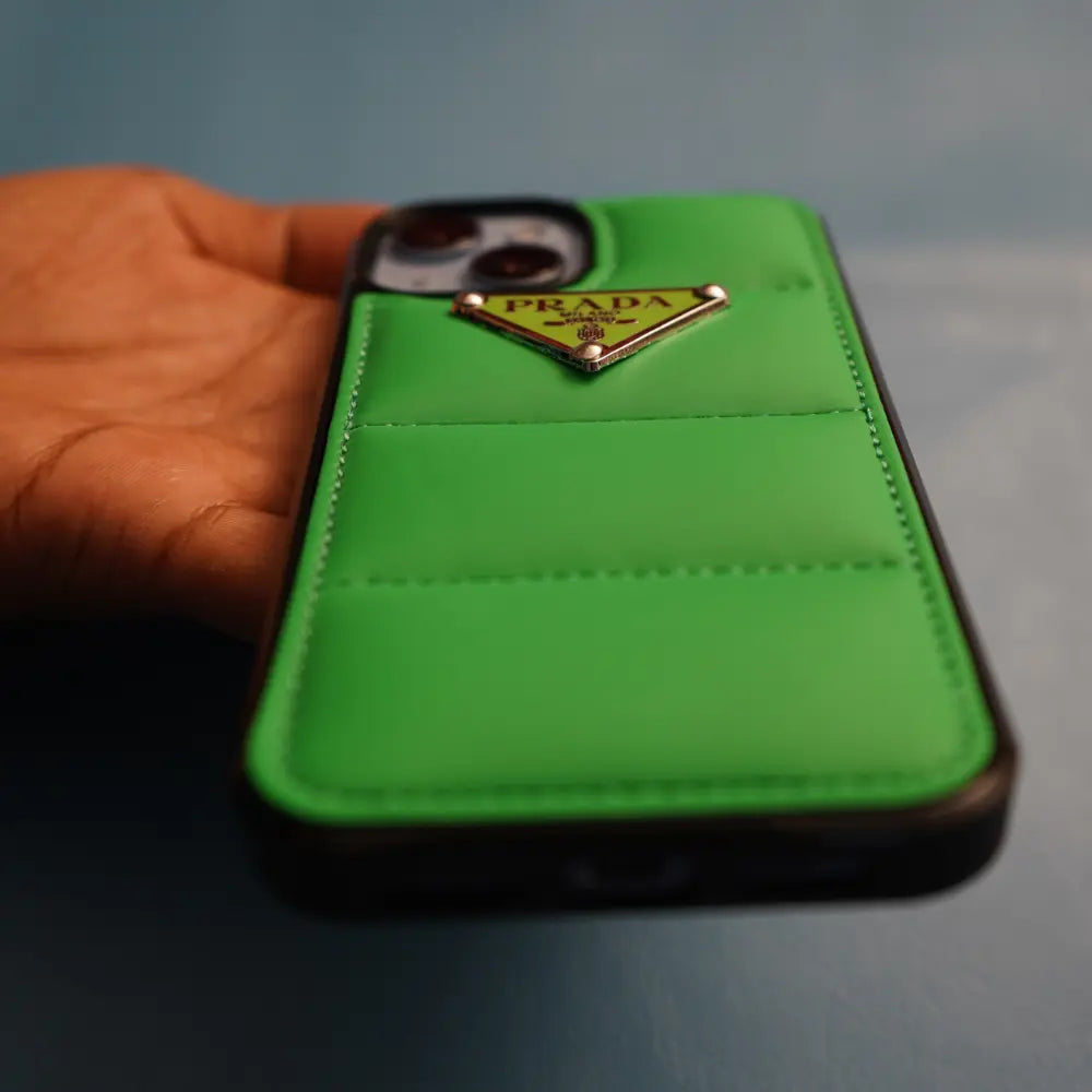 iPhone 15 Green Prada Puffer Case NAMO COVERS