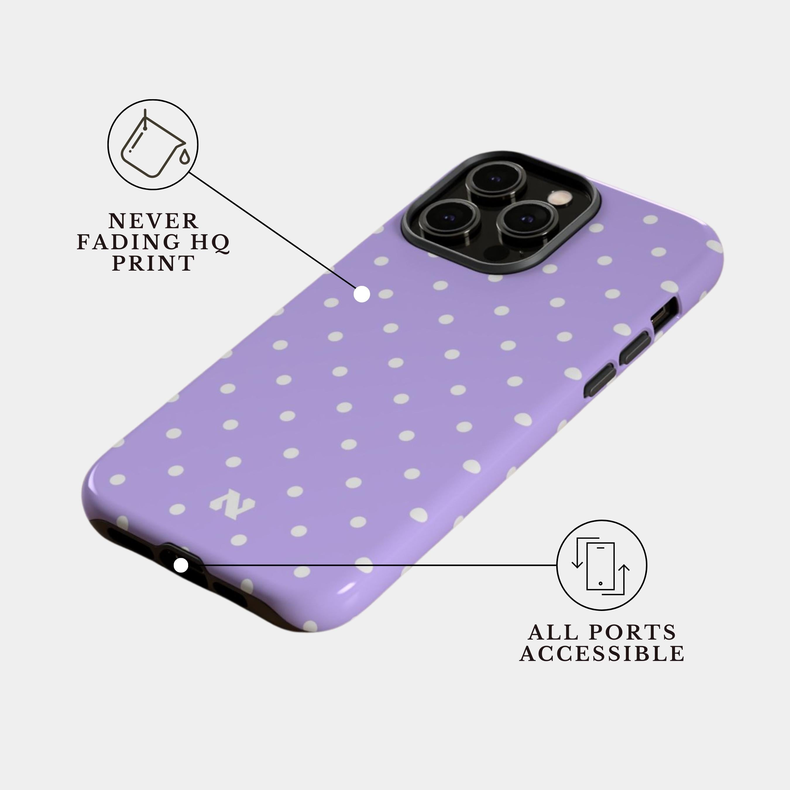 iPhone 16e Case Cover | The Lilac Polka Reverie | #1182
